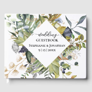 Blue and Green Tropical Wedding Guest Book