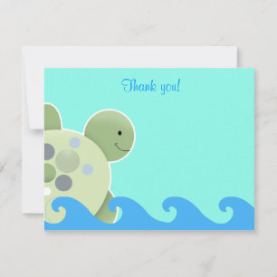 Blue and Green Turtle Flat Thank you note Card