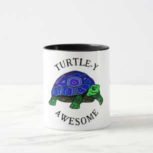 Blue and green turtle. Turtle-y awesome. Your name Mug