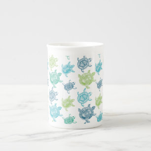 Blue and Green Turtles Bone China Mug