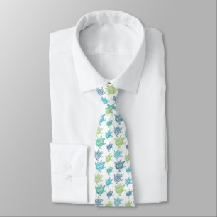 Blue And Green Turtles Pattern Tie