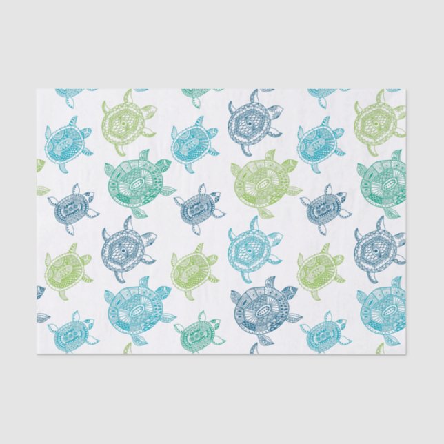 Blue and Green Turtles Tissue Paper (Front)