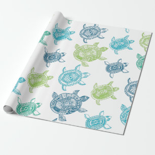 Blue and Green Turtles Wrapping Paper