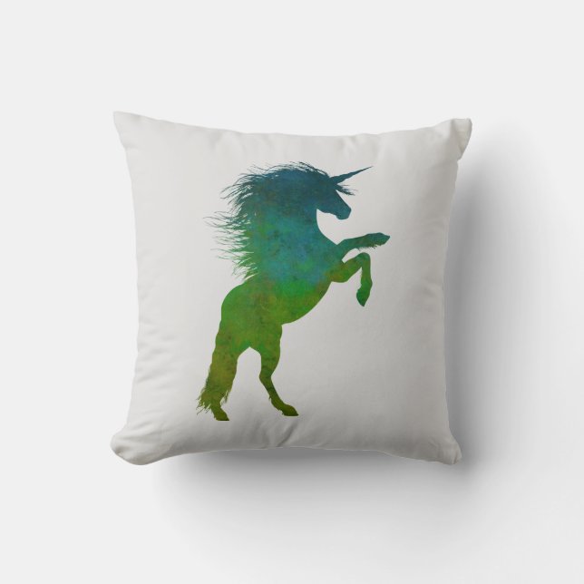 Blue and Green Unicorn Cushion (Front)