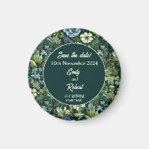 Blue and Green Victorian Wildflowers Romantic