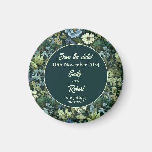 Blue and Green Victorian Wildflowers Romantic Magnet