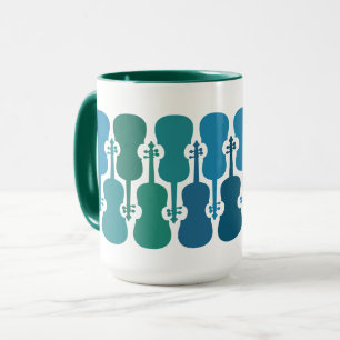 Blue and Green Violin Coffee Mug