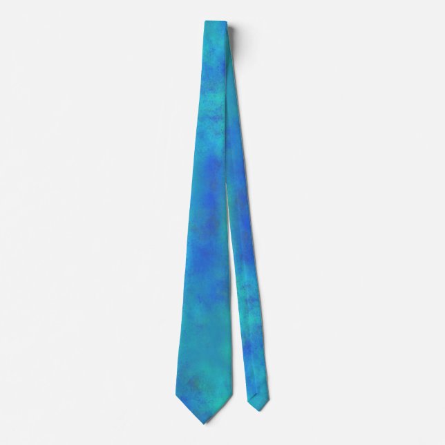 Blue and Green Watercolor Abstract Background Tie (Front)
