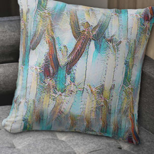 Blue and Green Watercolor Cactus Nature Pattern Cushion