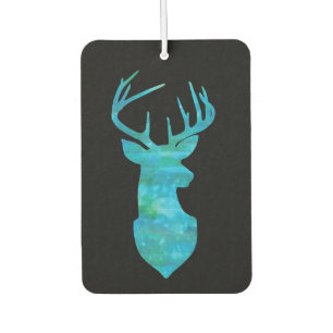 Blue and Green Watercolor Deer Trophy Art Car Air Freshener