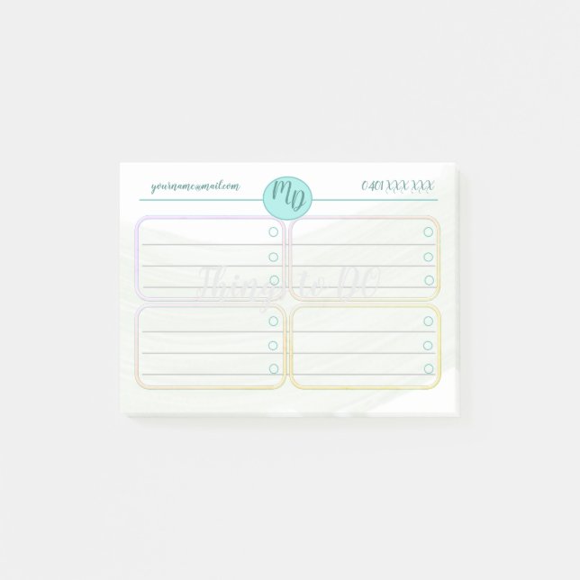 Blue and Green Watercolour Post It Notes (Front)