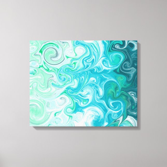 Blue and Green Waves Digital Fluid Art    Canvas Print (Front)