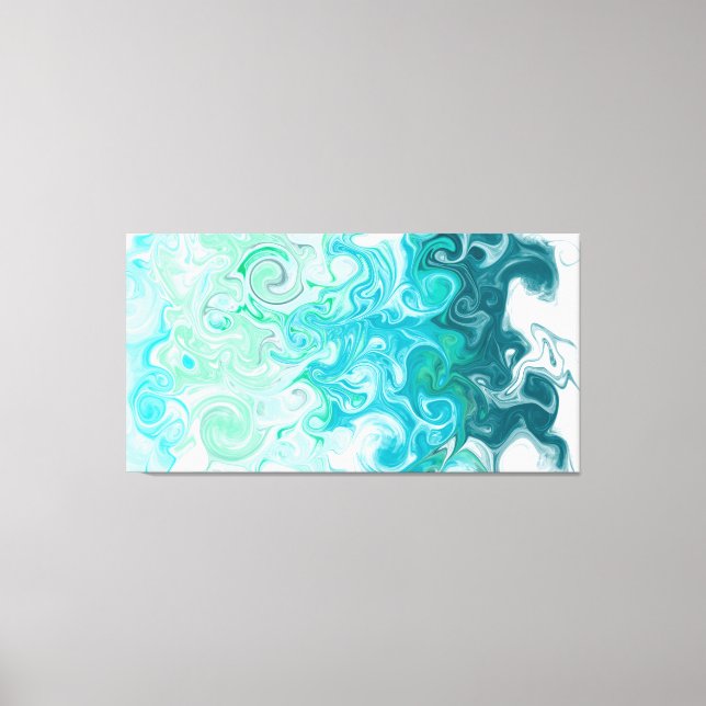 Blue and Green Waves Digital Fluid Art    Canvas Print (Front)