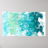 Blue and Green Waves Digital Fluid Art