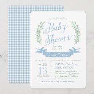 Blue and Green Whimsical Cottage Baby Shower Invitation