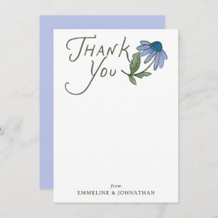 Blue and Green Wildflower Flat Thank You Notes