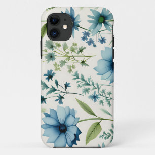 Blue And Green Wildflowers Botanical iPhone 11 Case