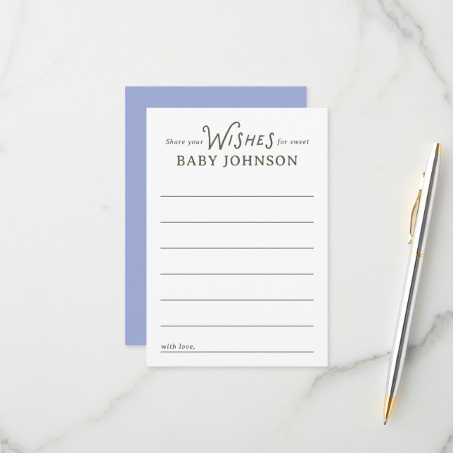 Blue and Green Wishes for Baby Shower Card (Front/Back In Situ)