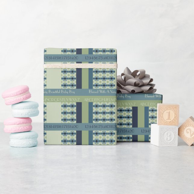 Blue And Green Wrapping Paper (Baby Shower)