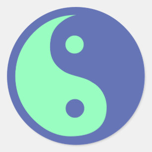 Blue and Green Ying Yang Symbol Stickers