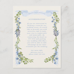 blue and greenery garden crest wreath wedding enclosure card