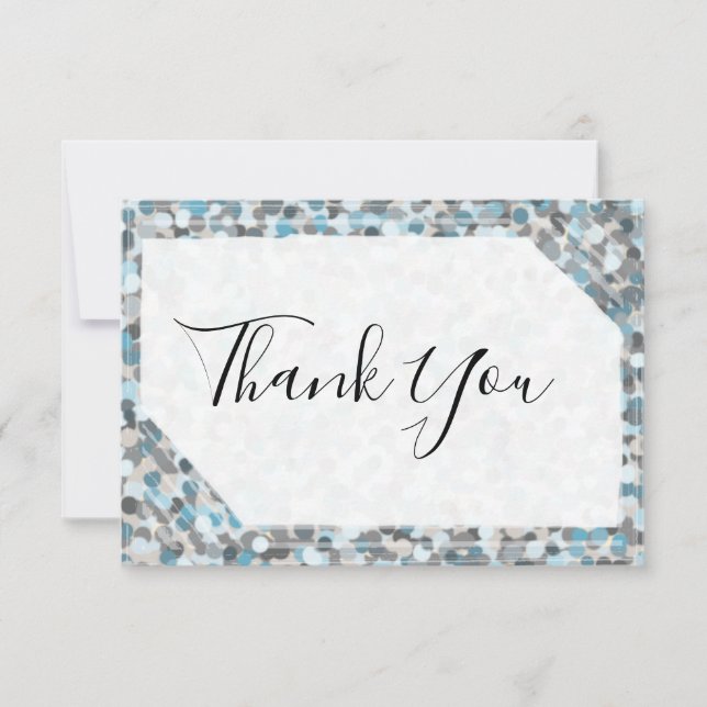Blue and Grey Abstract Stone Thank You Card (Front)