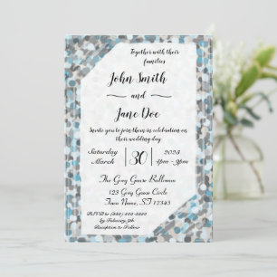 Blue and Grey Abstract Stone Wedding Invitation