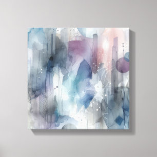 Blue and grey abstract watercolour painting canvas print