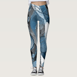 Blue and grey. Abstraction.  Leggings