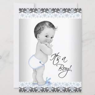 Blue and Grey Baby Boy Shower Invitation