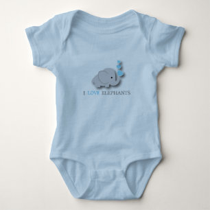 Blue and Grey Baby Elephant Bodysuit