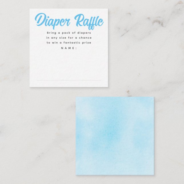 Blue and Grey Baby Shower Diaper Raffle Tickets Enclosure Card (Front/Back)