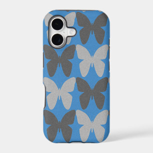 Blue and grey butterfly pattern