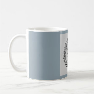 Blue and grey calligraphy mug