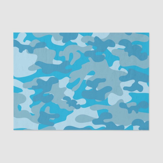 Blue and Grey Camo Design Tissue Paper (Front)