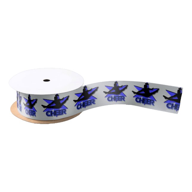 Blue and Grey cheerleading Satin Ribbon (Spool)