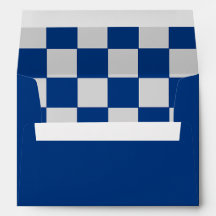 Blue and grey chequered stationary envelope