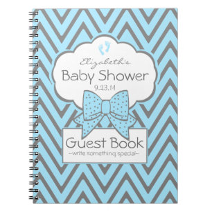 Blue and Grey Chevron Baby Shower Guest Book