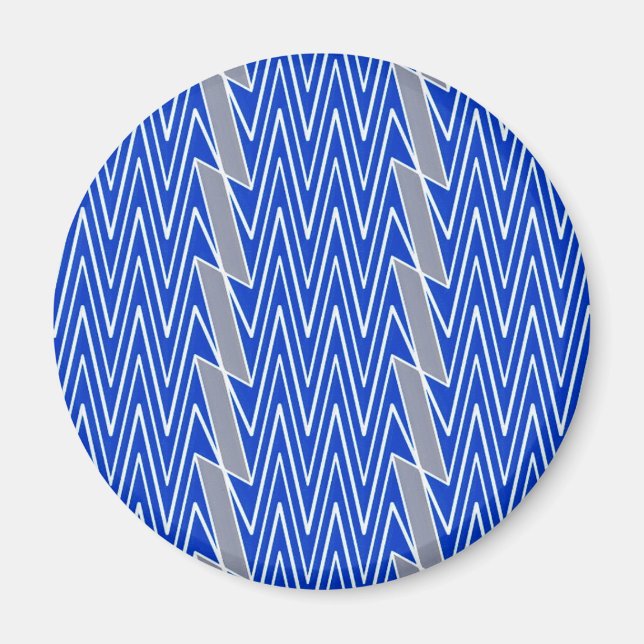 Blue and grey chevron design magnet (Front)