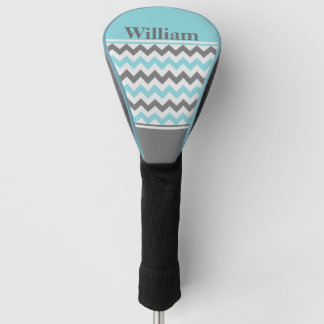 Blue and Grey Chevron Personalised Driver Cover