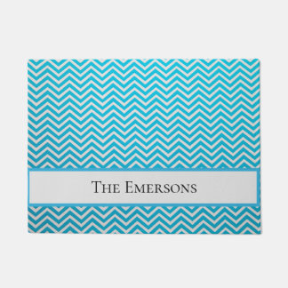 Blue and grey chevrons doormat