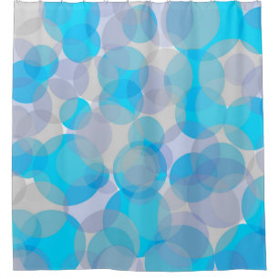 Blue and grey circles pattern shower curtain