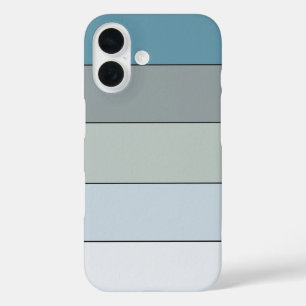 Blue And Grey Colour Stripes On Watercolor Paper iPhone 16 Case