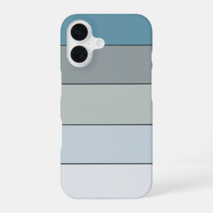 Blue And Grey Colour Stripes On Watercolor Paper iPhone 16 Case