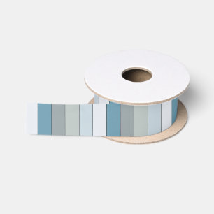 Blue And Grey Colour Stripes On Watercolor Paper Satin Ribbon