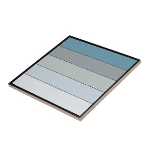 Blue And Grey Colour Stripes On Watercolor Paper Tile
