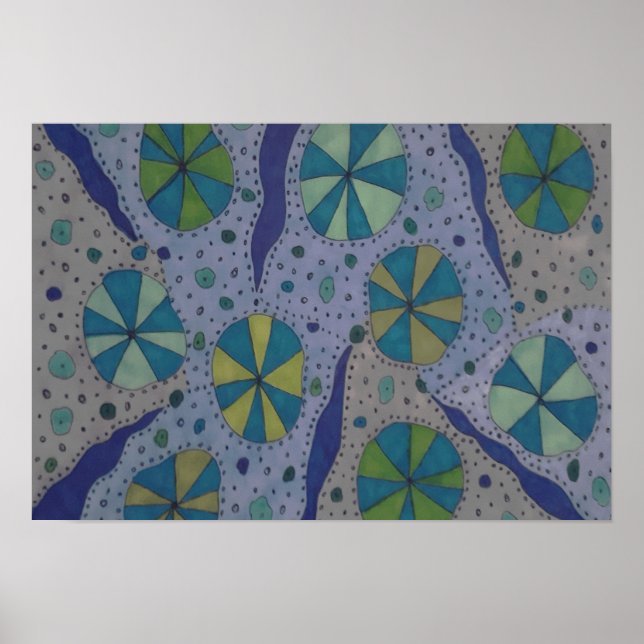 Blue and Grey Cosmic Abstract  Poster (Front)