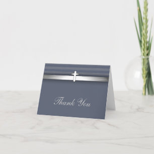 Blue and Grey Cross Thank You Cards