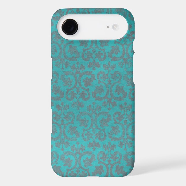 Blue and Grey Damask iPhone 4/4S Case (Back)