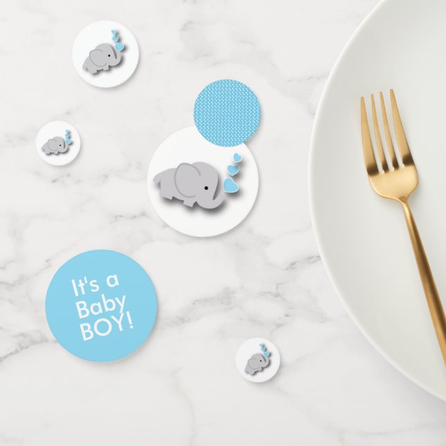 Blue and Grey Elephant 🐘 | Baby Shower Confetti (Group)